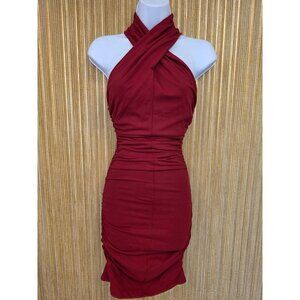 Halter Style Burgundy Mini Dress Susana Monaco Size XS BodyCon Valentines Day